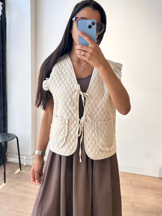 Gilet matelassé à volants - 5 coloris