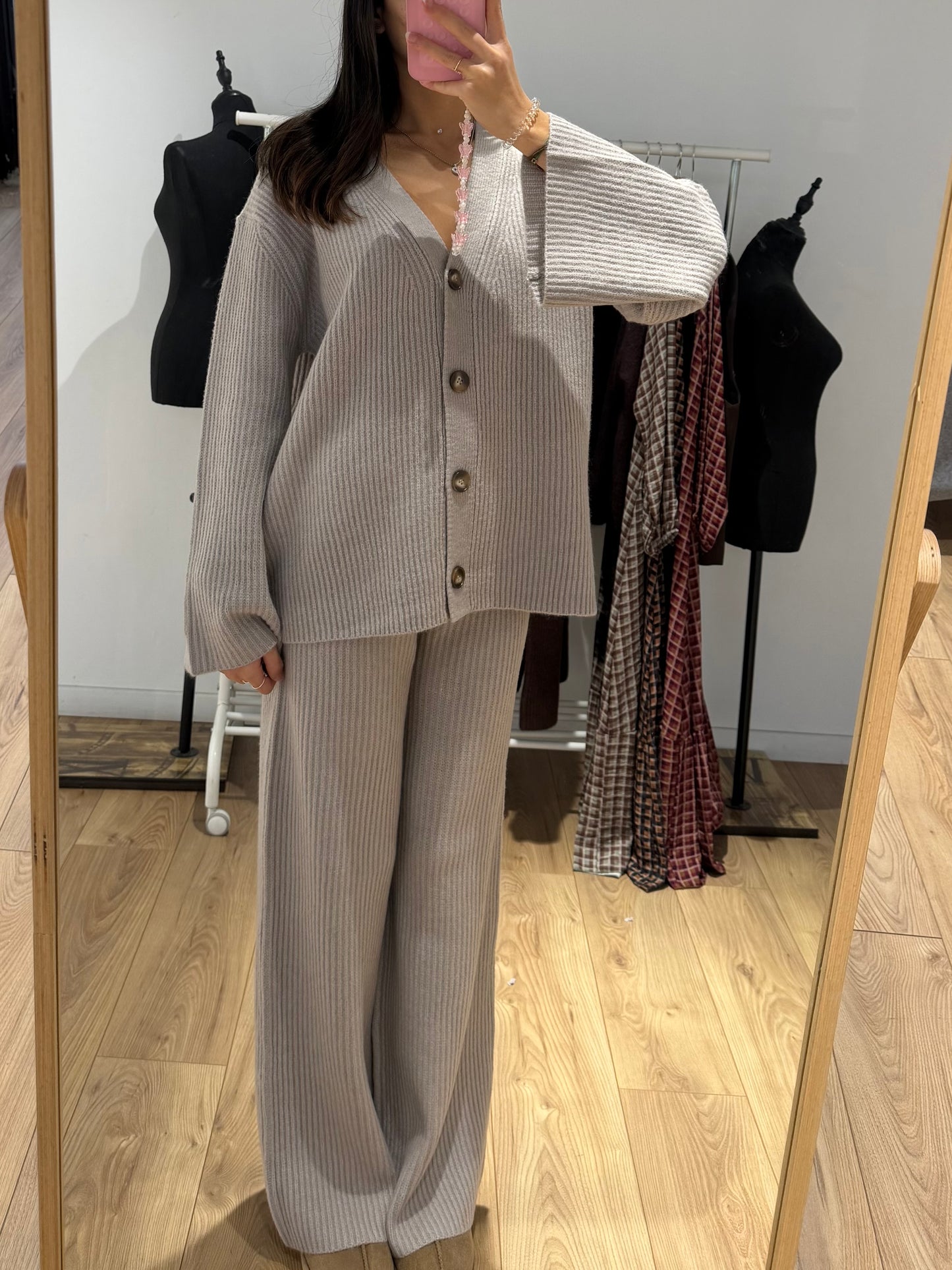 Ensemble Côtelé Laine Mélanger