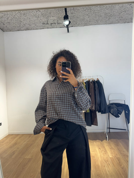 Chemise Carreaux Marron & Gris | Kata Paris