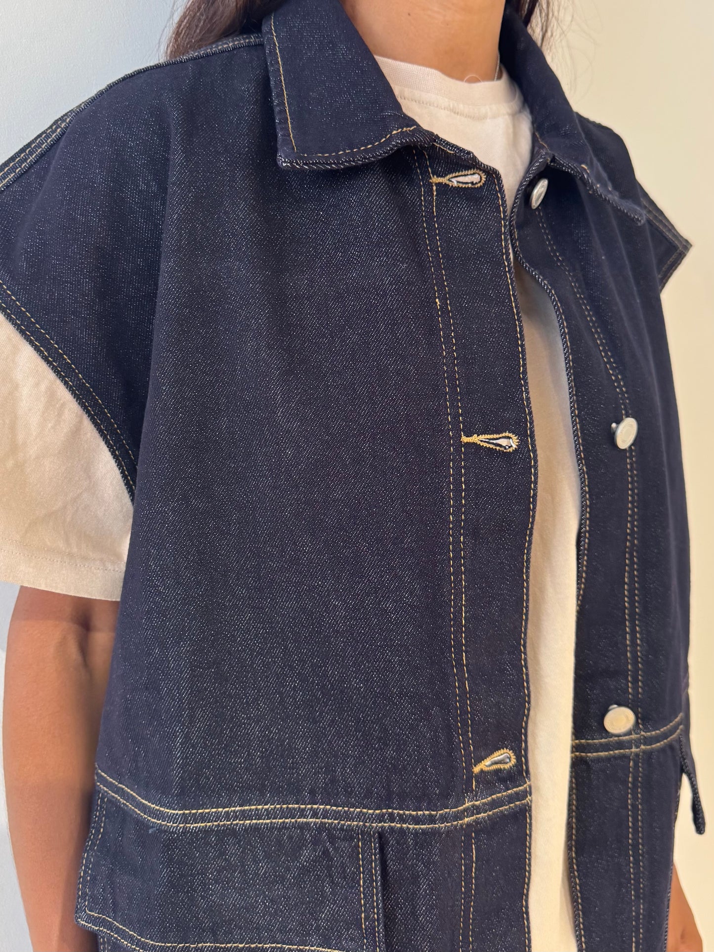 Veste jeans Amel oversize sans manches - 4 Coloris
