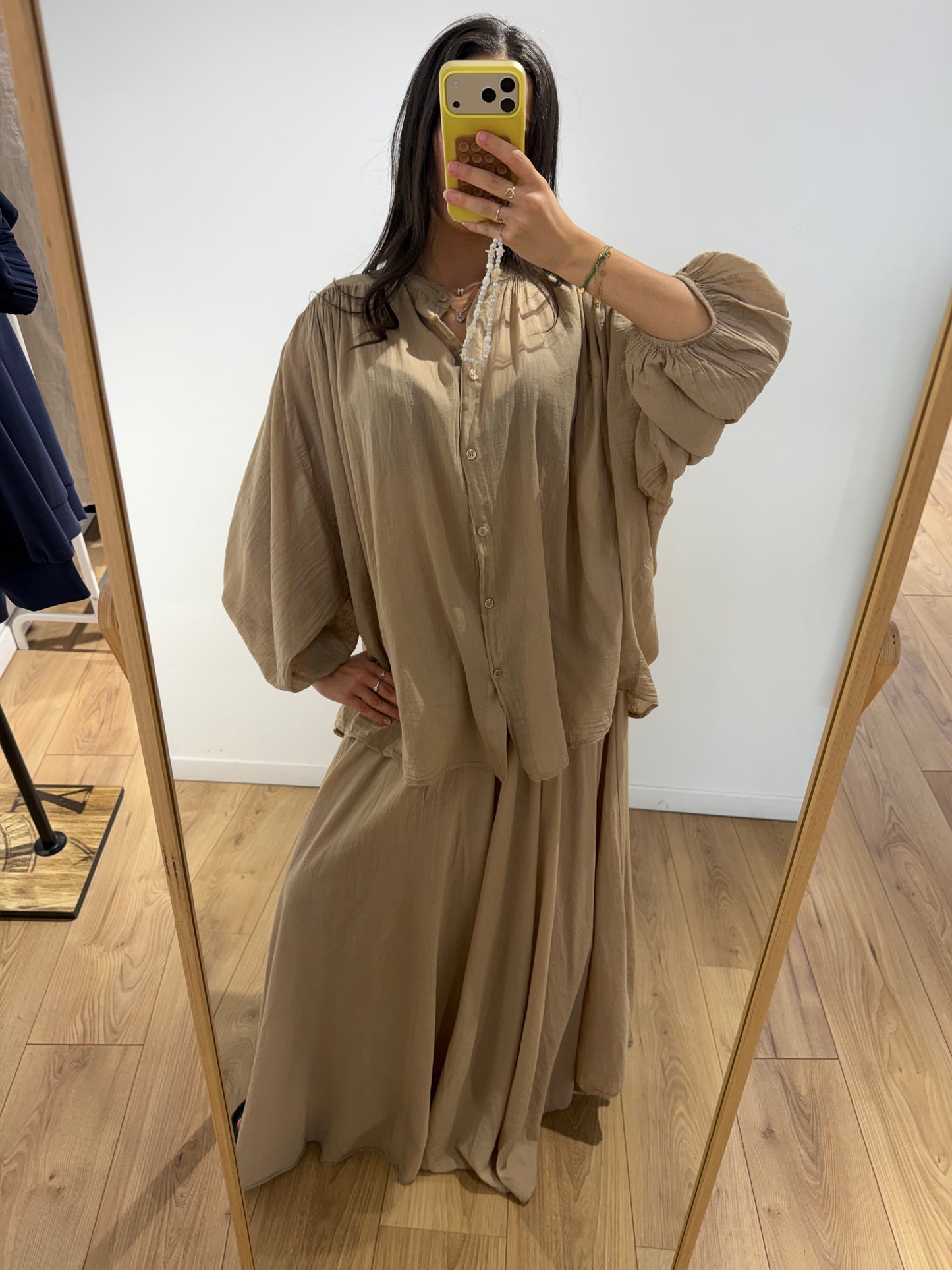 Ensemble jupe chemise 100% voile de coton - 5 Coloris