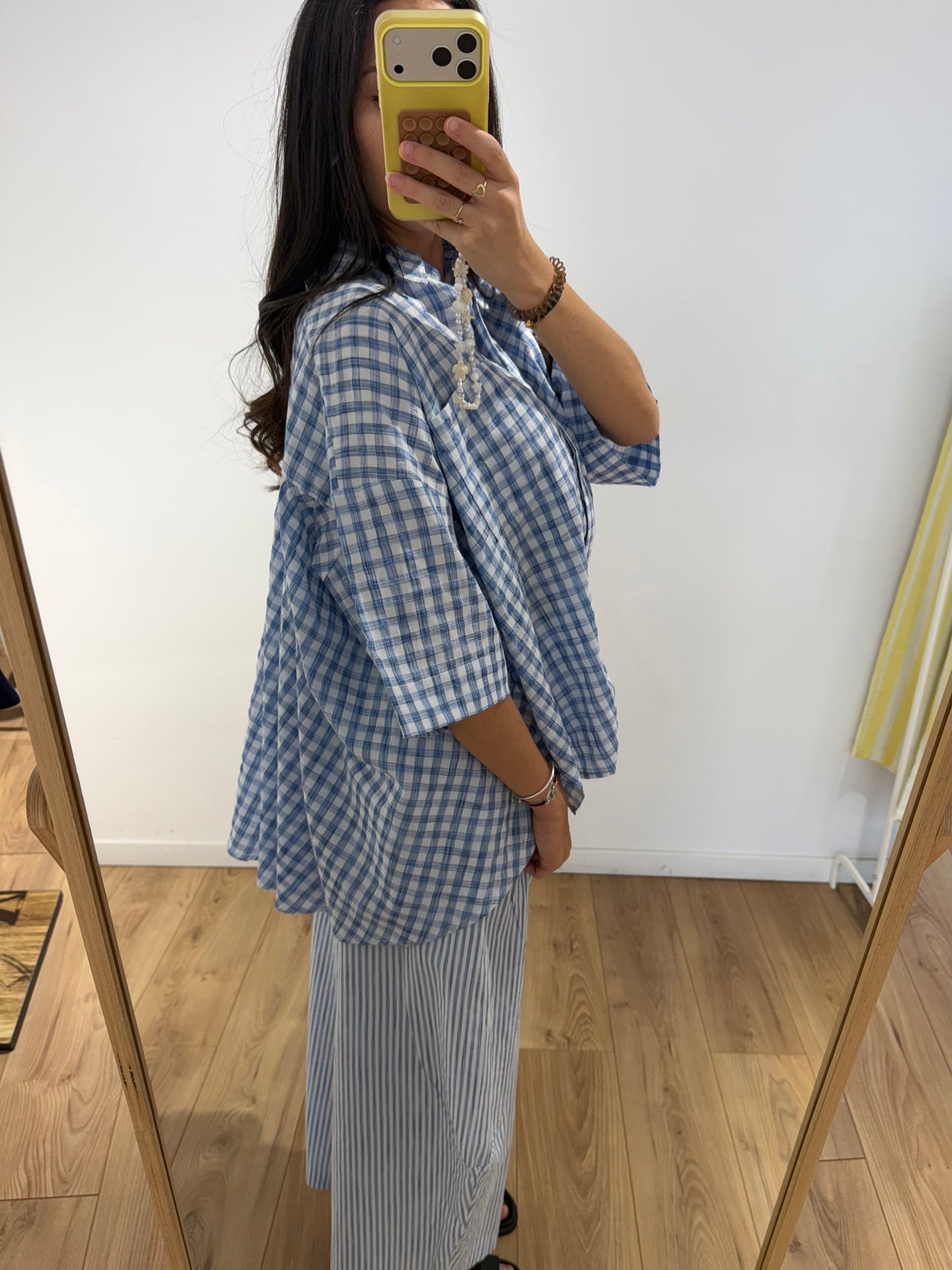Ensemble chemise carreaux et Pantalon rayer 100% Coton- 2 Coloris