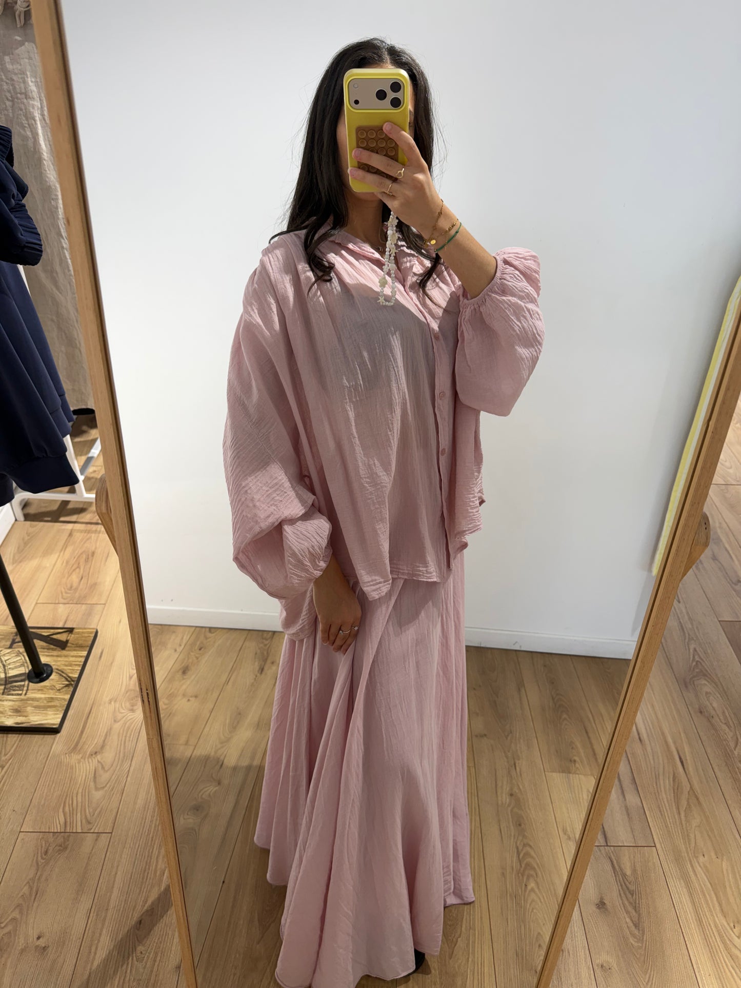 Ensemble jupe chemise 100% voile de coton - 5 Coloris