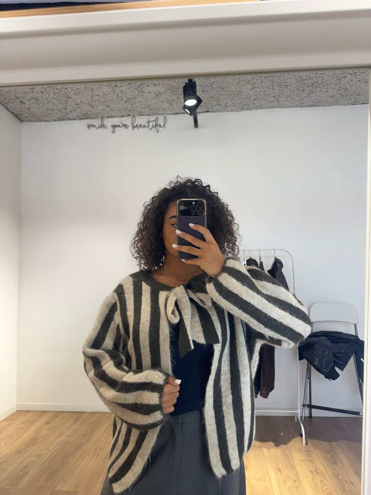 Pull Gilet Rayures Ouvert Dos Multiport | Kata Paris