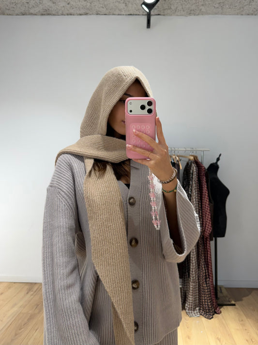 Écharpe capuche laine femme 2 en 1 protection hiver Kata Paris