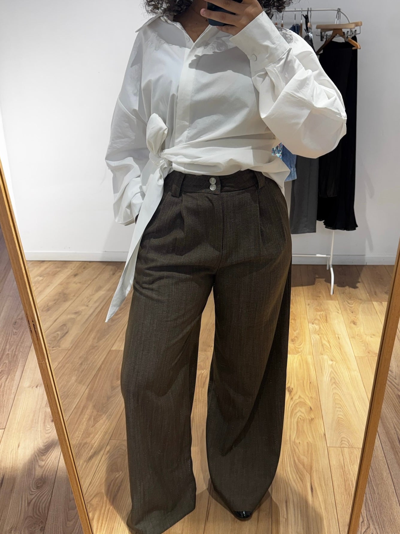 Pantalon à pince léger en Coton style jeans - Marron