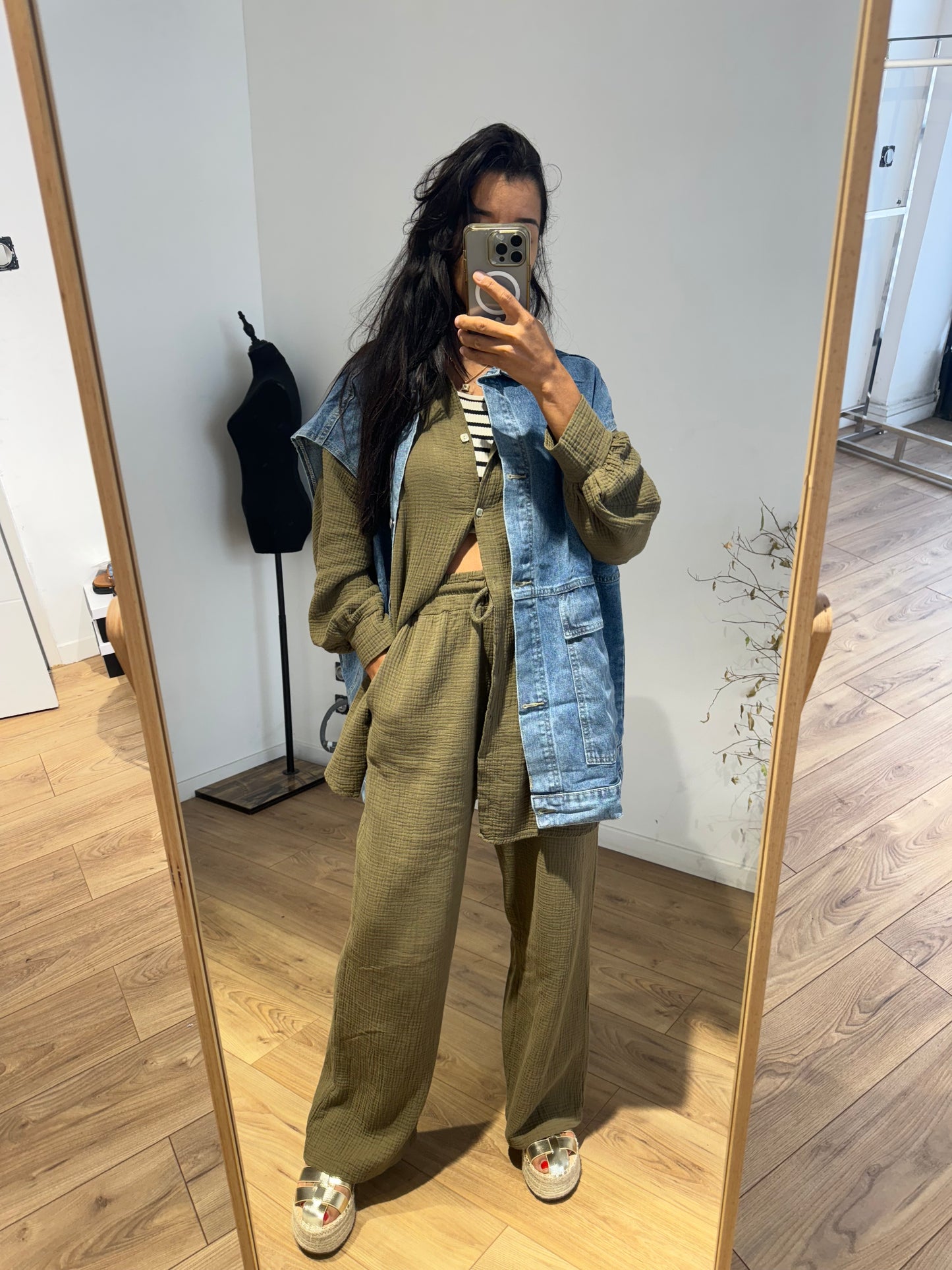 Veste jeans Amel oversize sans manches -