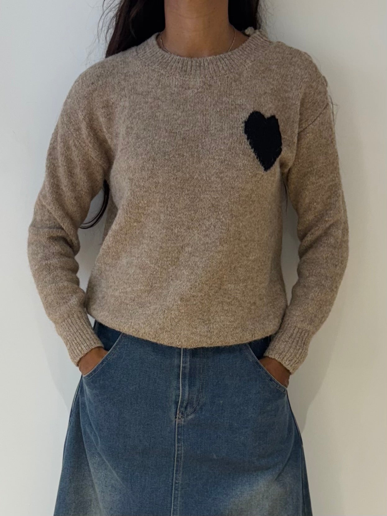 Pull cœur en Laine mélangé