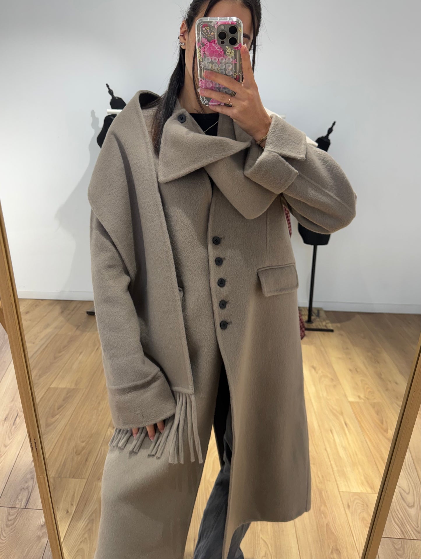 MANTEAU+ ÉCHARPE FAIT MAIN EN LAINE MÉLANGÉE 2- Coloris