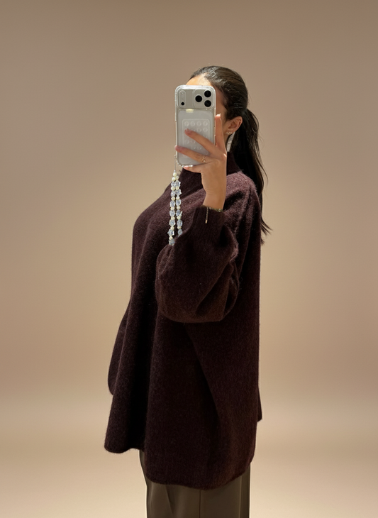 Pull « Doudou » col montant surpiqué en Laine - 5 Coloris