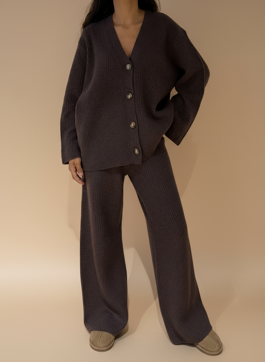 Ensemble Côtelé Laine Mélanger