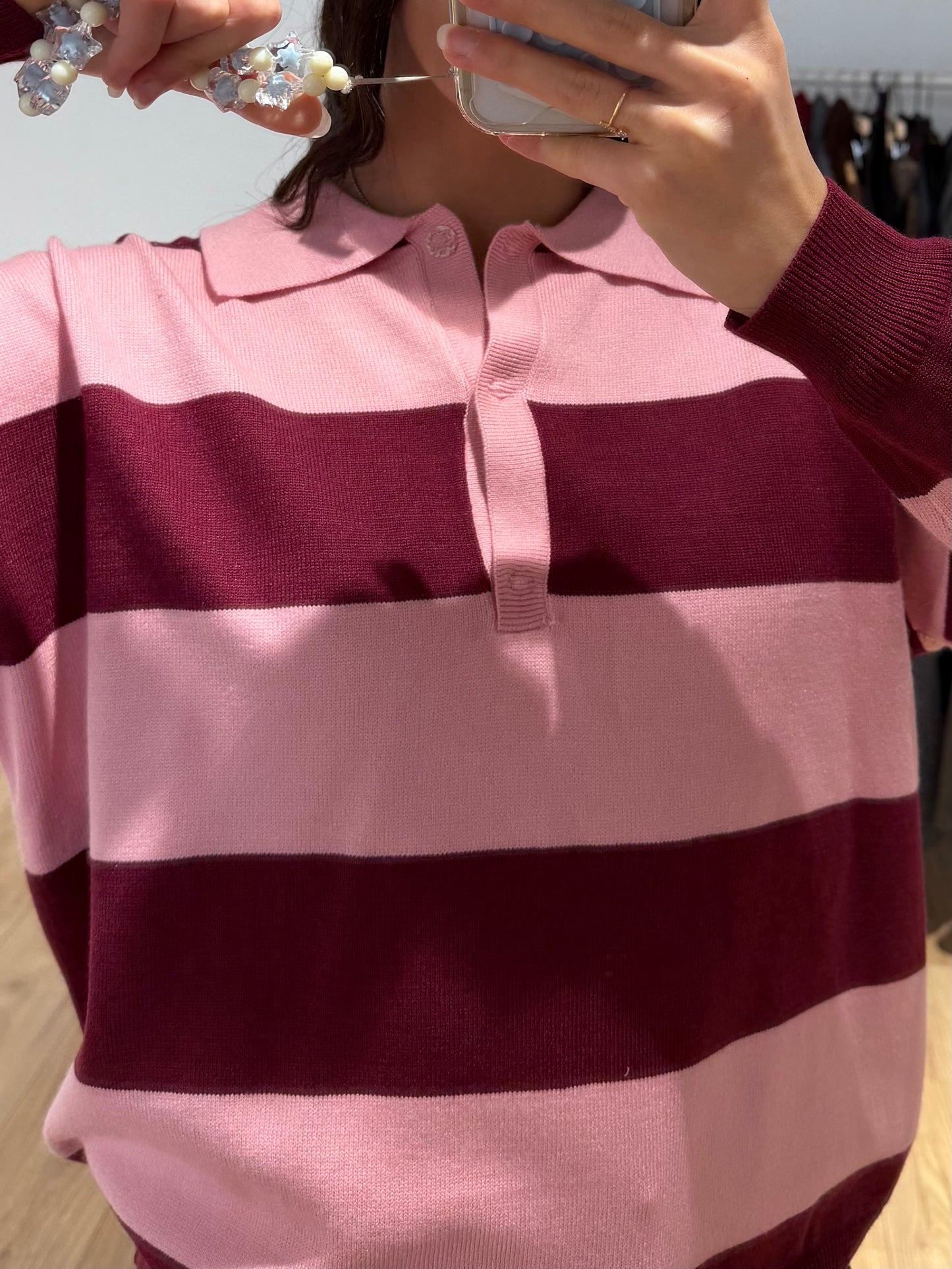 Pull Col polo Rayée en Laine