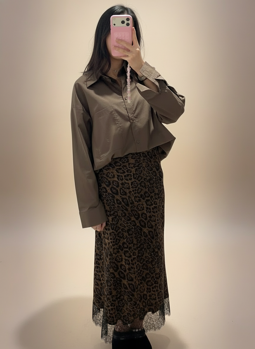 Jupe dentelle léopard
