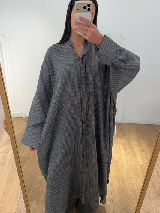 Ensemble long en voile de coton – Chemise longue & pantalon jupe-culotte 100% coton