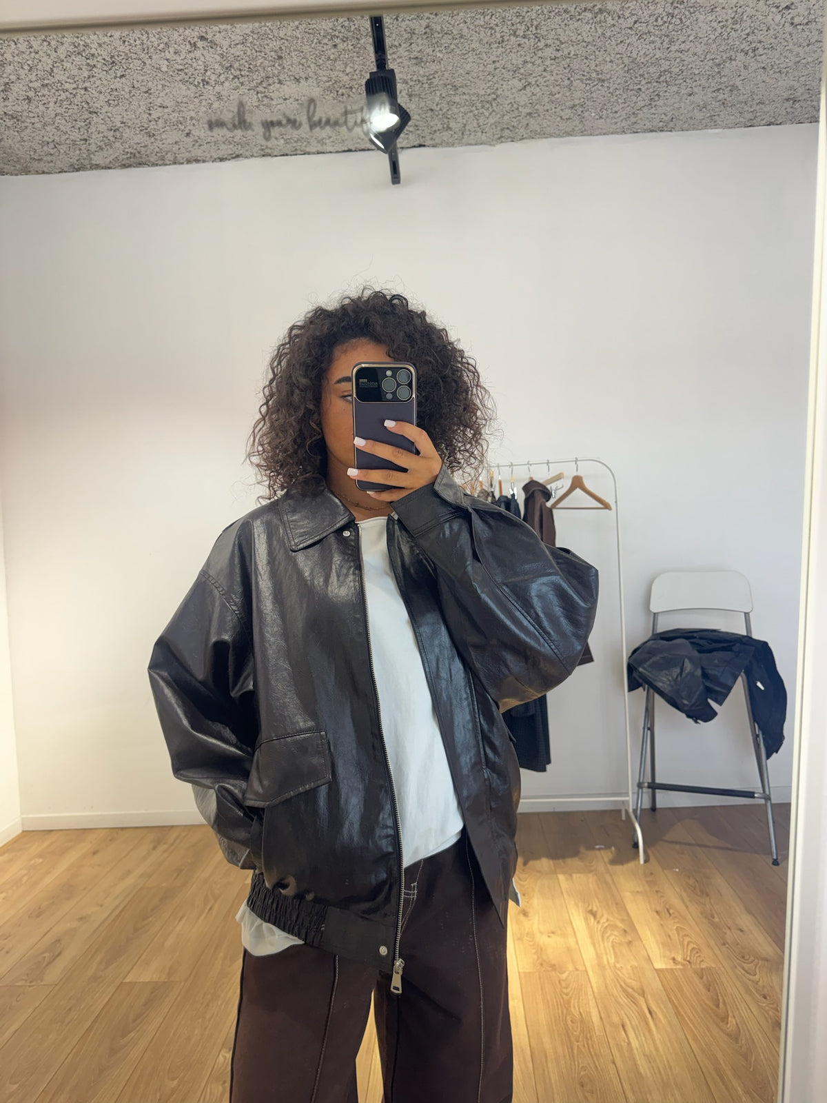 Veste Bonheur Oversized Noir & Marron | Kata Paris