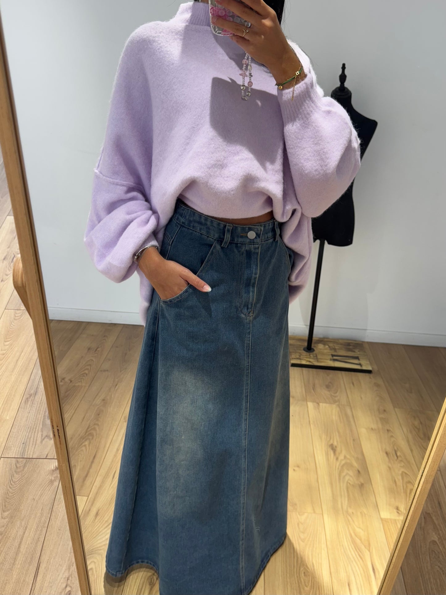 Pull col montant surpiqué en Laine