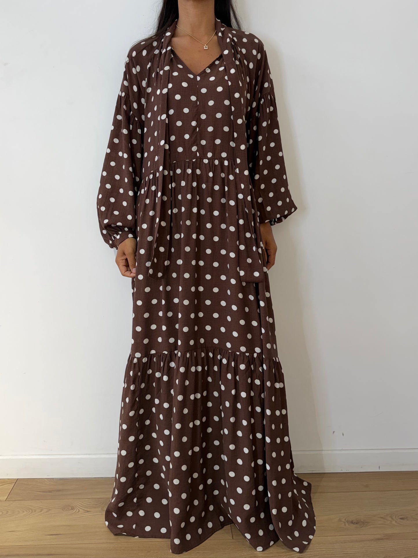 Robe Longue à Pois Fluide