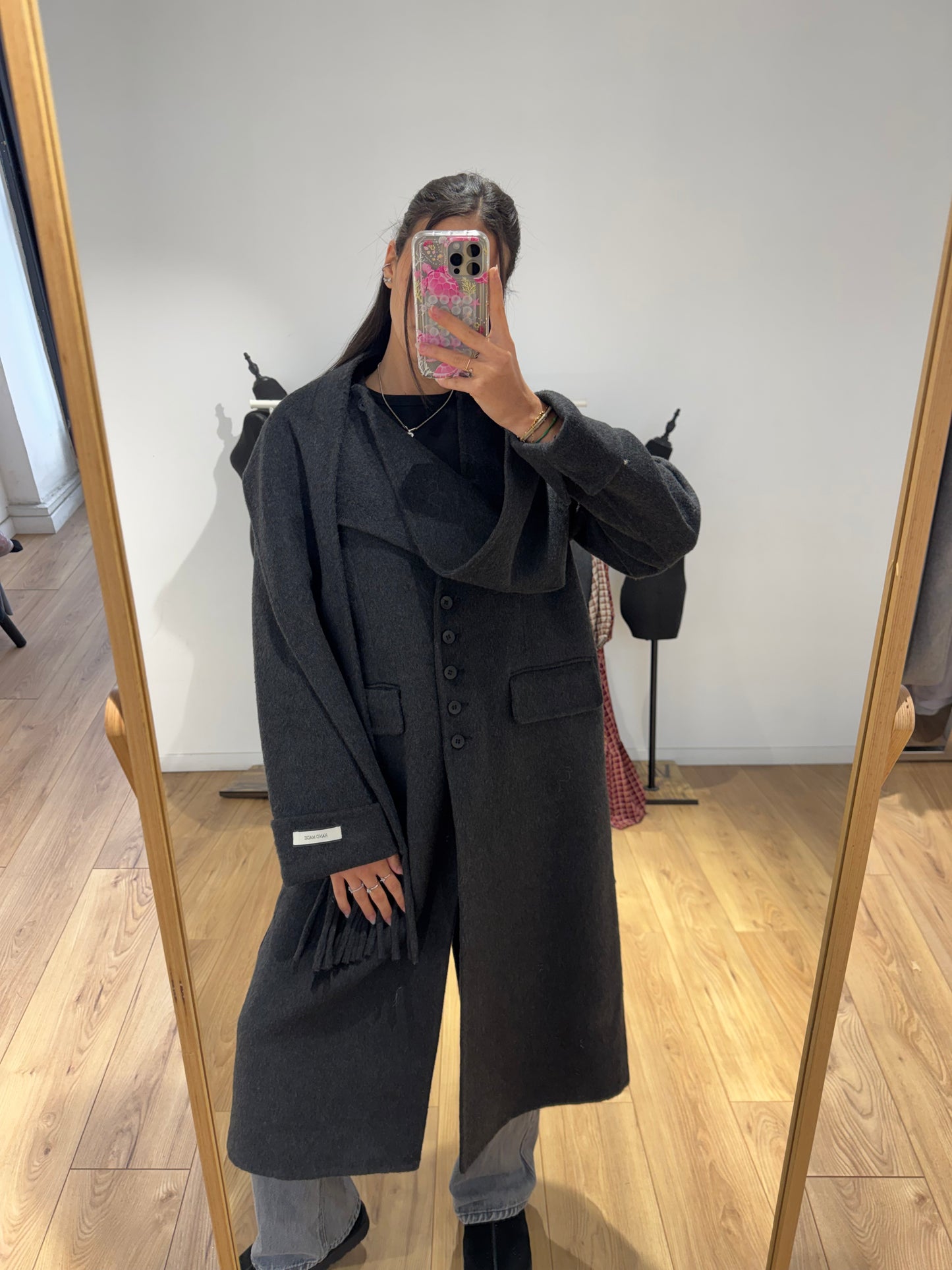 MANTEAU+ ÉCHARPE FAIT MAIN EN LAINE MÉLANGÉE 2- Coloris