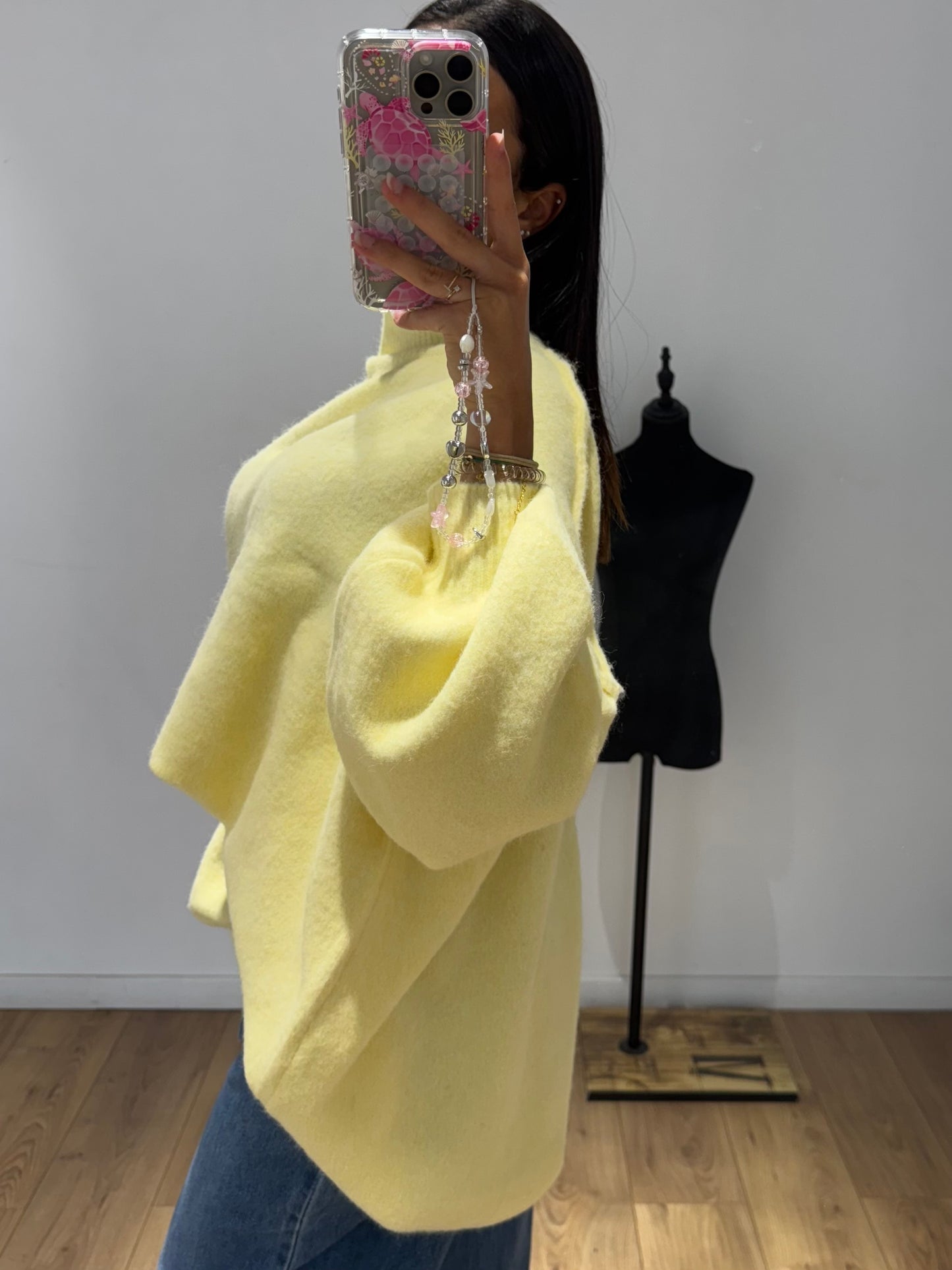 Pull col montant surpiqué en Laine
