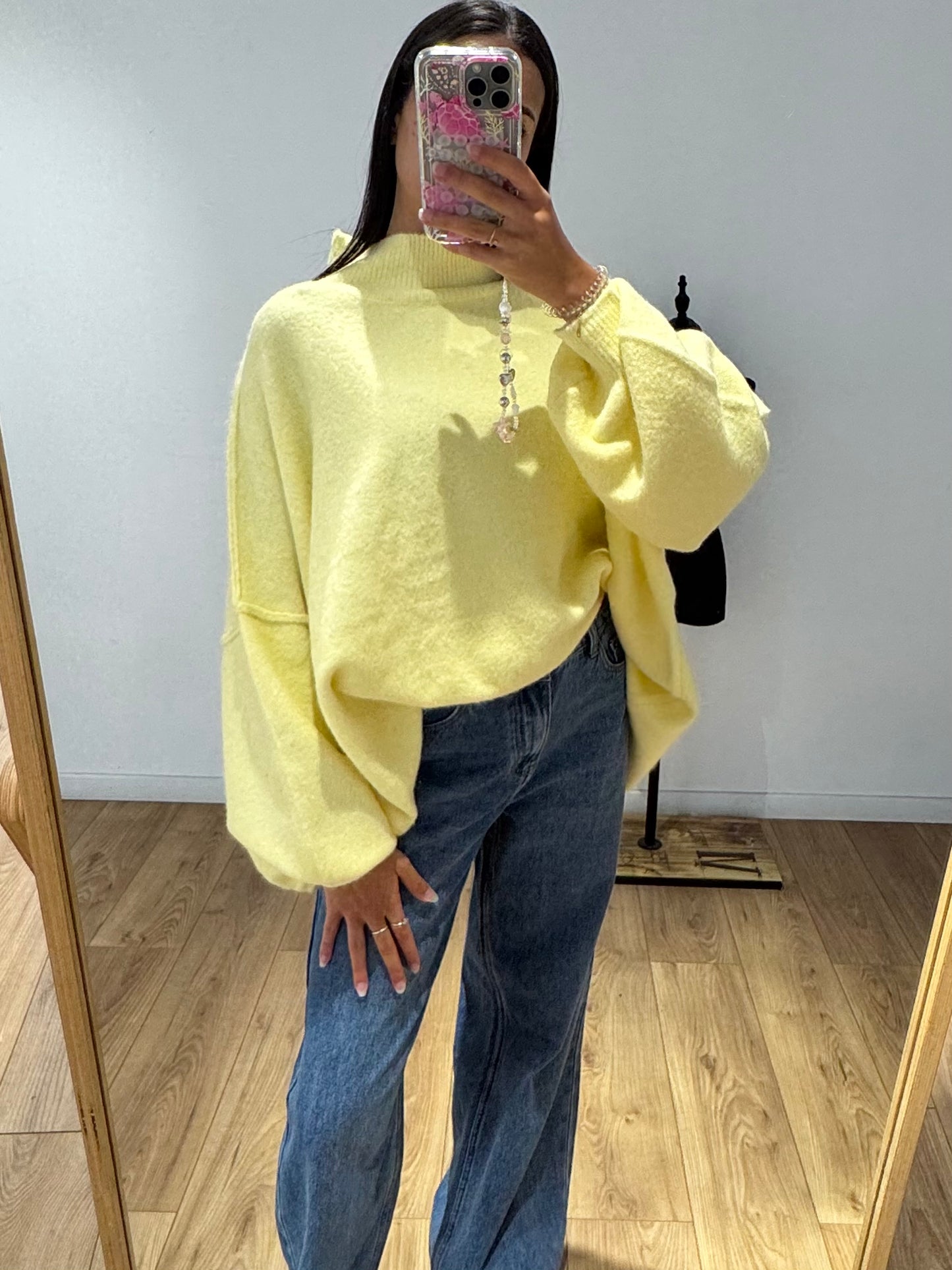 Pull col montant surpiqué en Laine