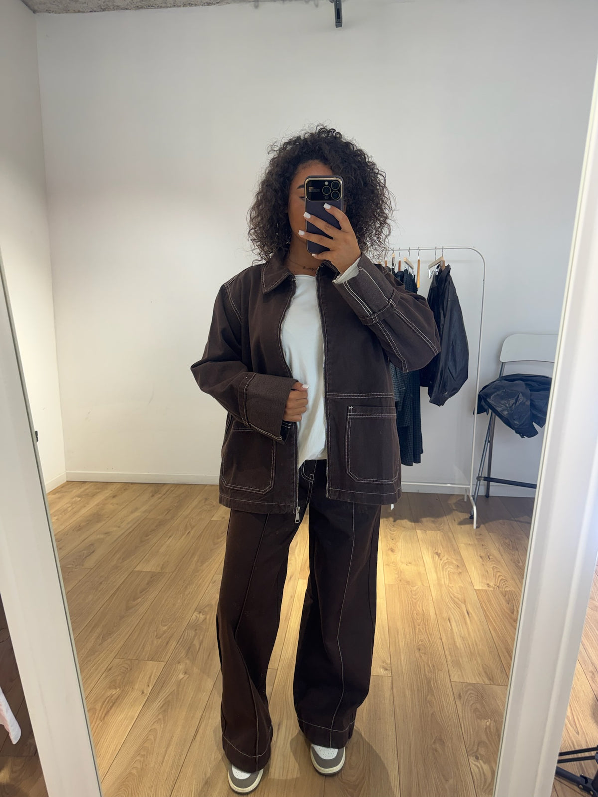 Veste en jean marron