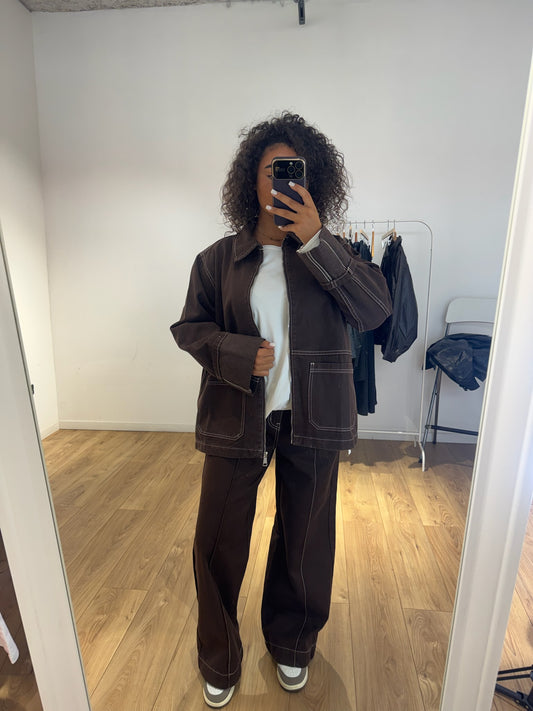 Veste en jean marron