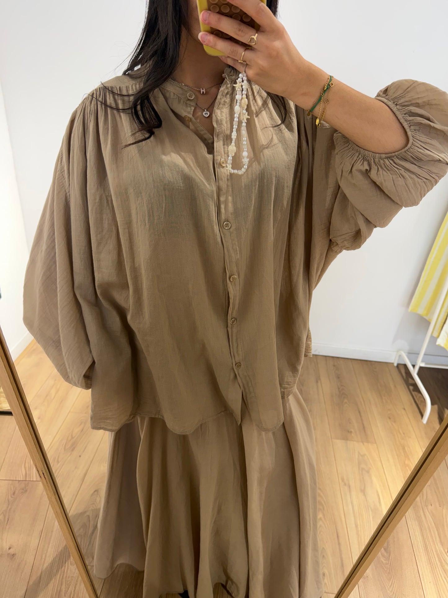 Ensemble jupe chemise 100% voile de coton - 5 Coloris