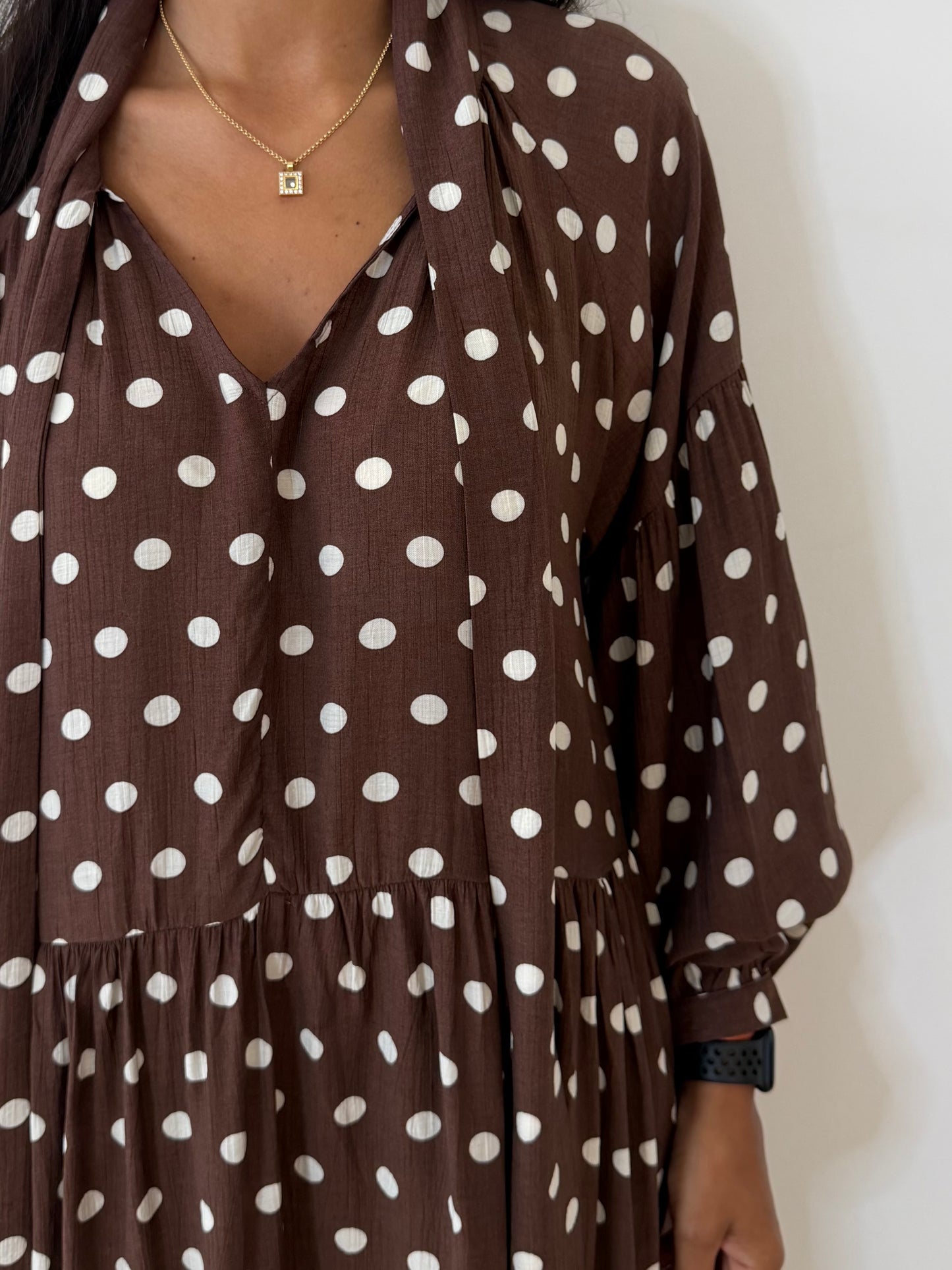 Robe Longue à Pois Fluide