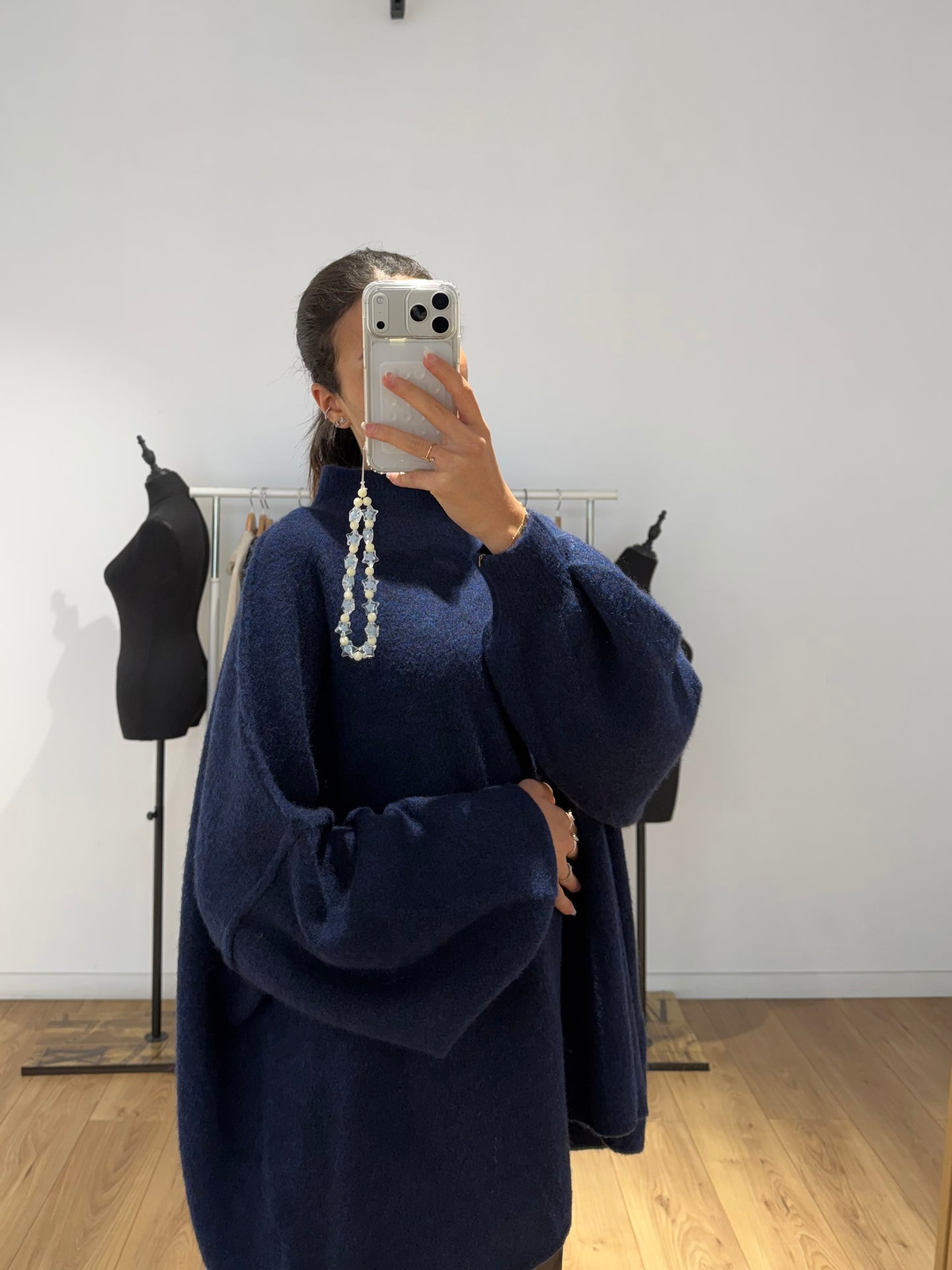 Pull « Doudou » col montant surpiqué en Laine - 5 Coloris