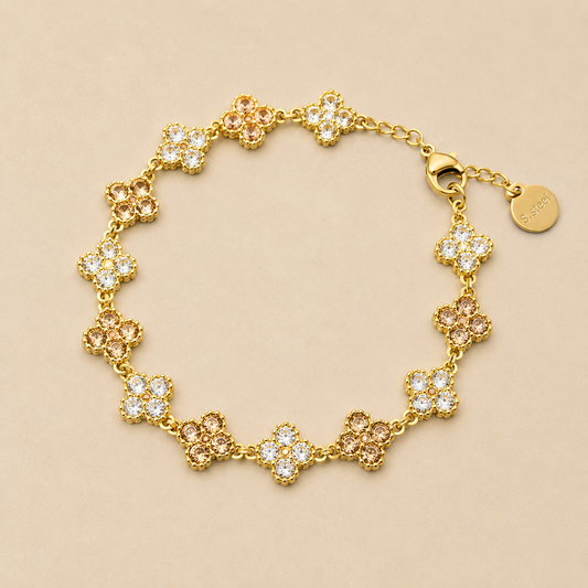 Bracelet fleurs en acier inoxydable