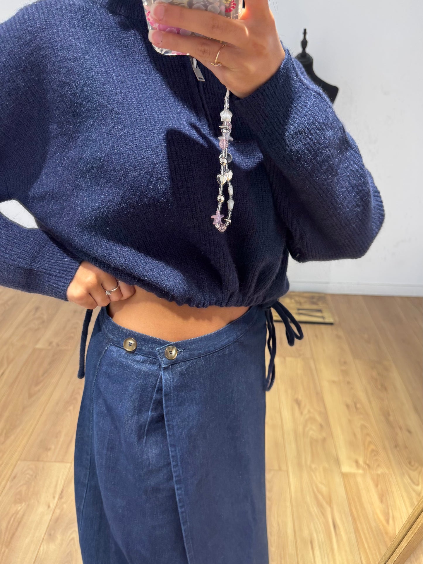 Jupe longue porte feuille denim
