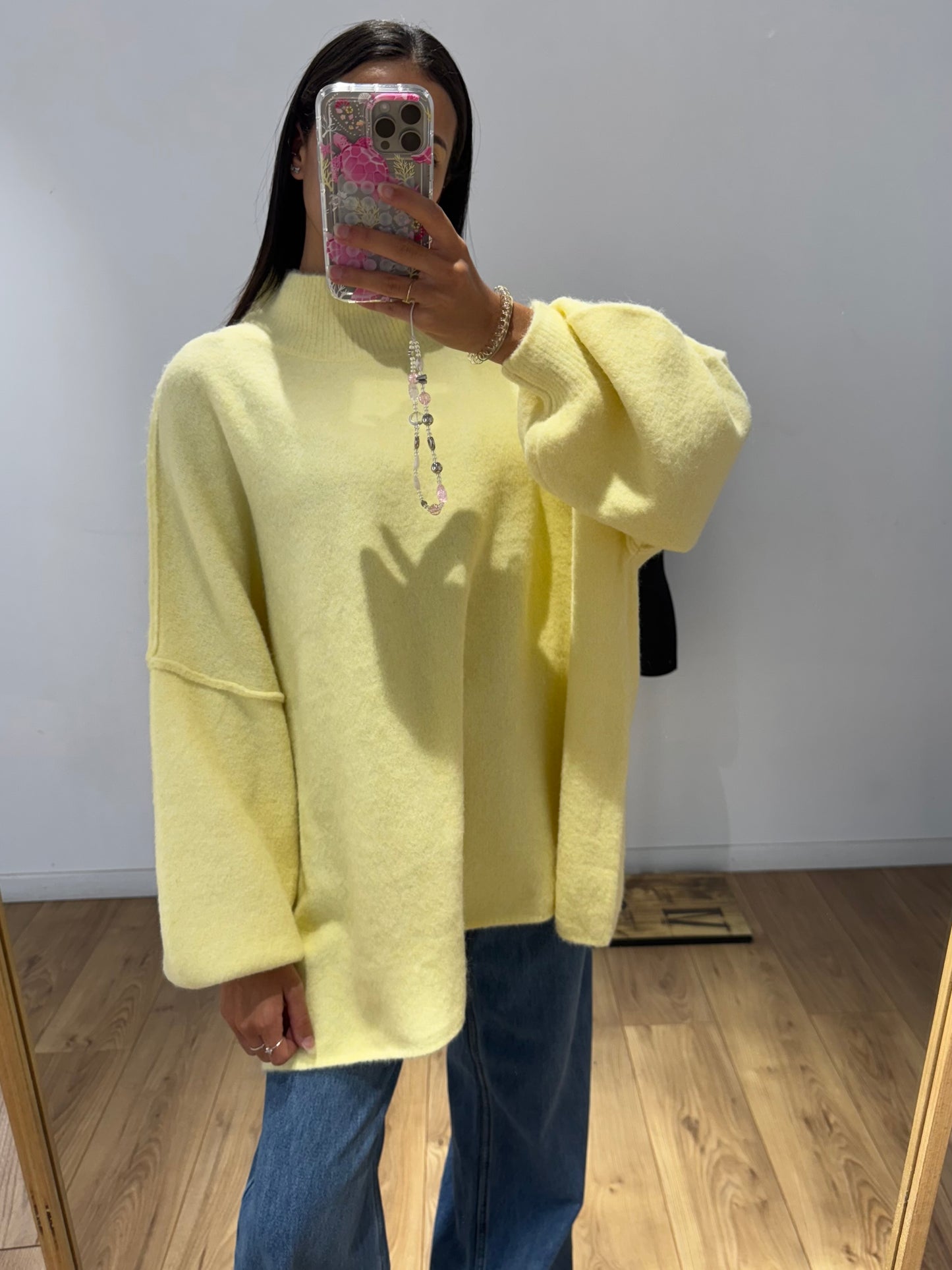 Pull col montant surpiqué en Laine