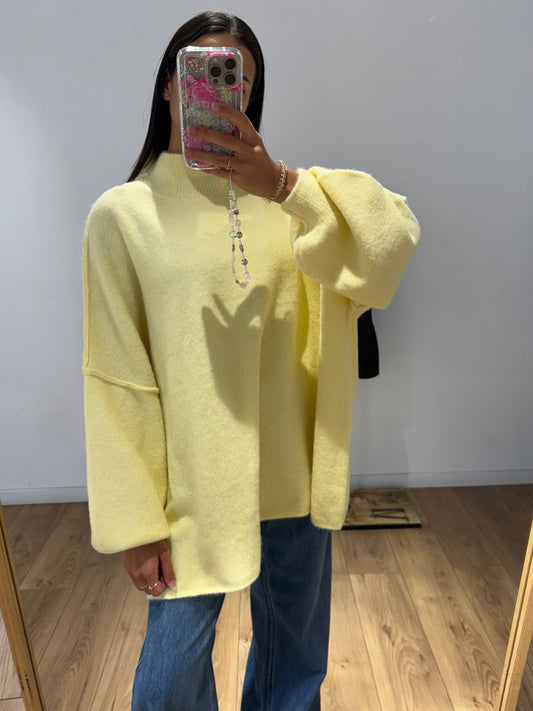 Pull col montant surpiqué en Laine