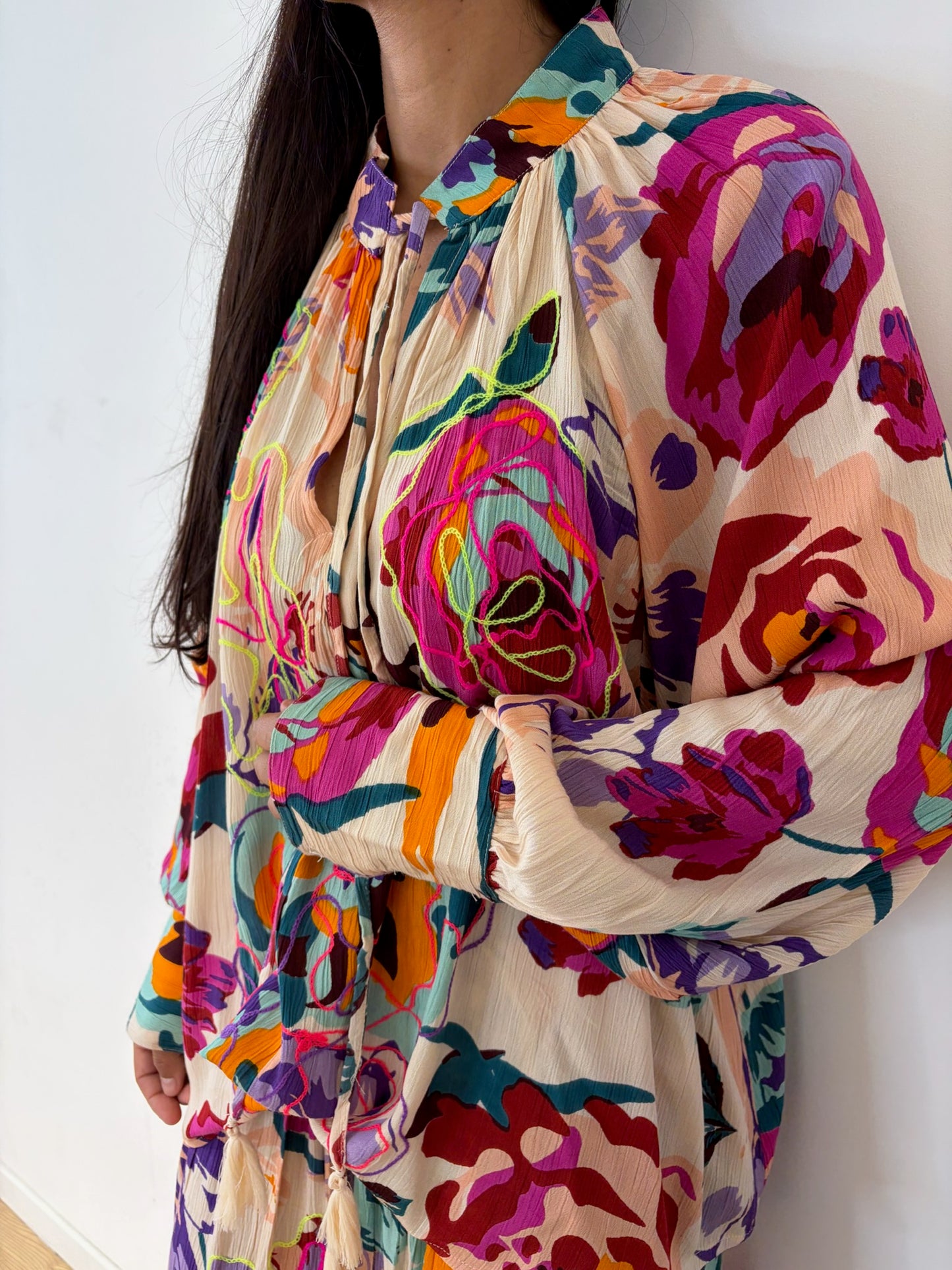 Blouse fleurie multicolore