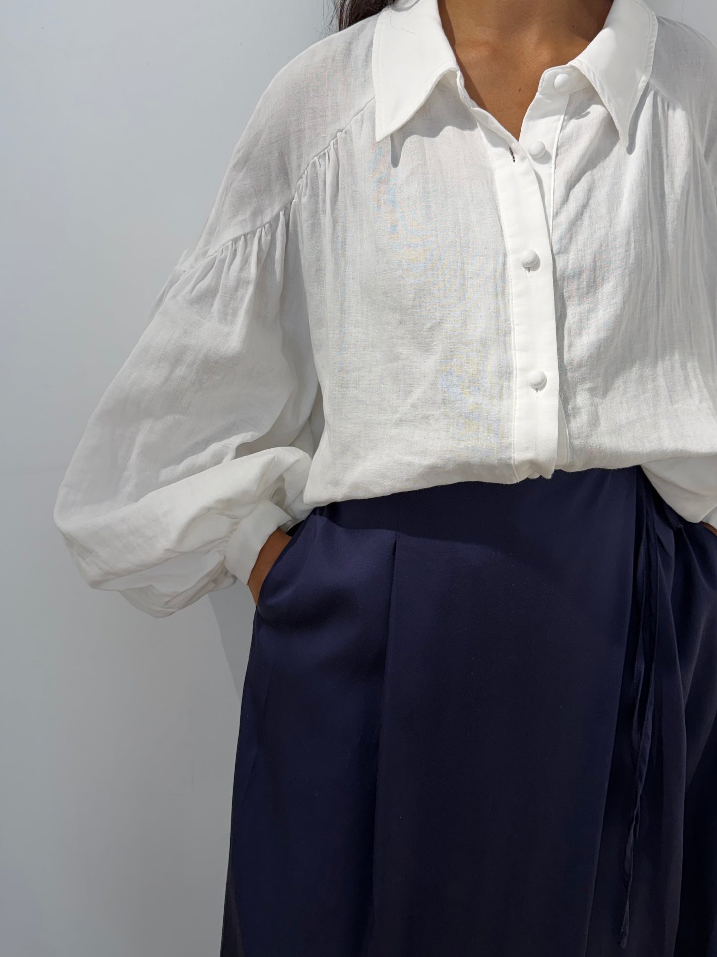 Chemise Manches bouffantes 100% Coton - 3 Coloris