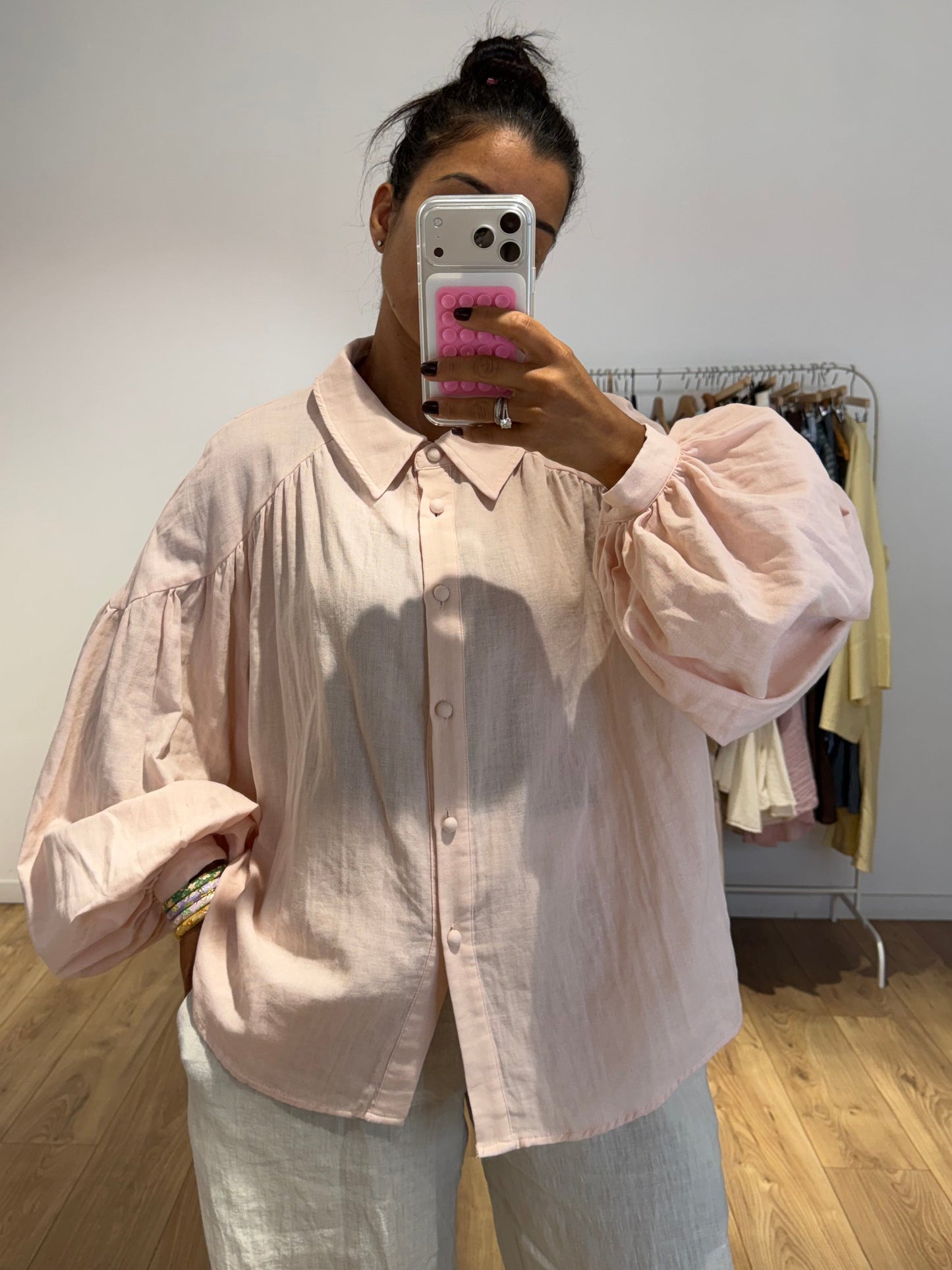 Chemise Manches bouffantes 100% Coton - 3 Coloris