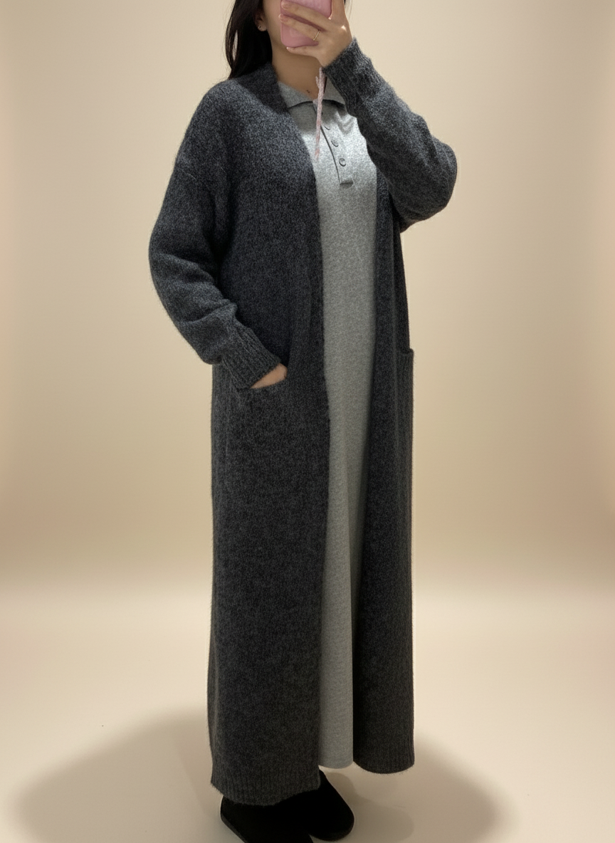 Long Gilet en Laine mélanger