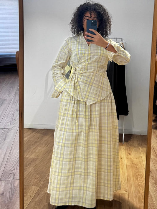 Ensemble kimono jupe à carreaux 100% Coton