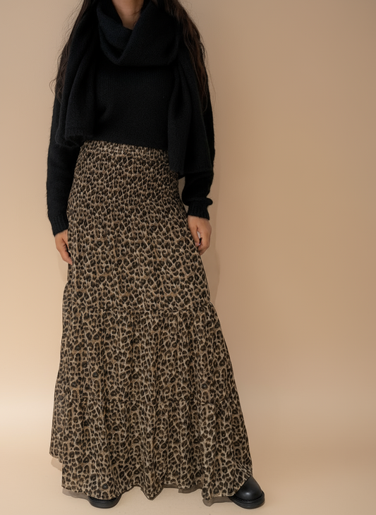 Jupe Léopard Smockée