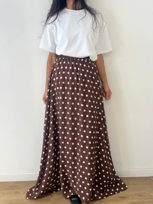 Jupe longue femme à pois - Taille élastique & ourlet asymétrique