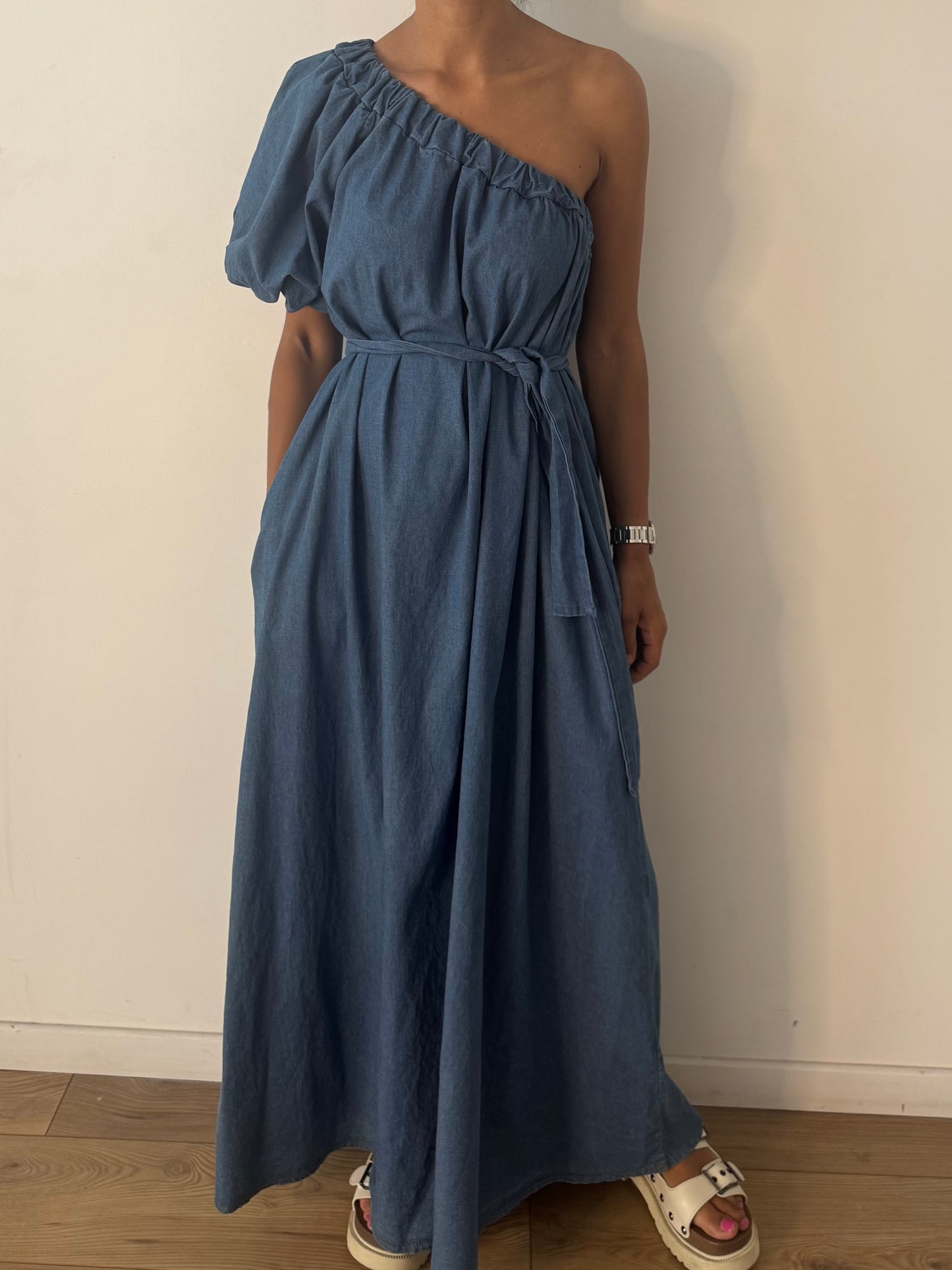 Robe une manche jean 100% coton