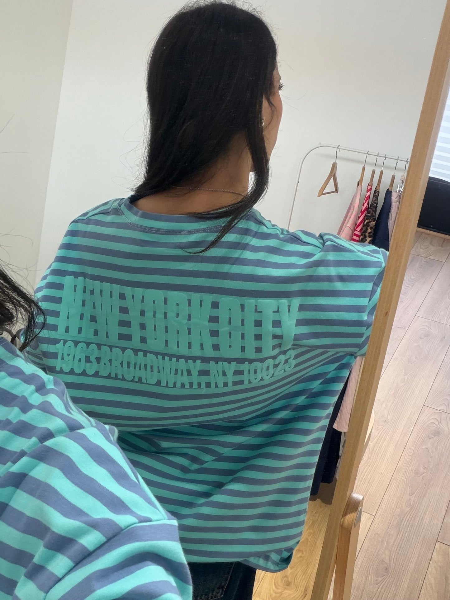 T-shirt Femme Rayé Oversize New York – Col Rond & Manches Courtes Coton