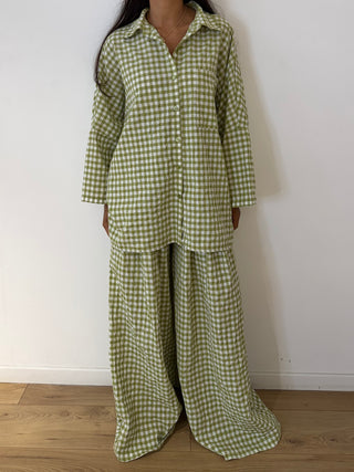 Ensemble chemise vichy oversize en coton