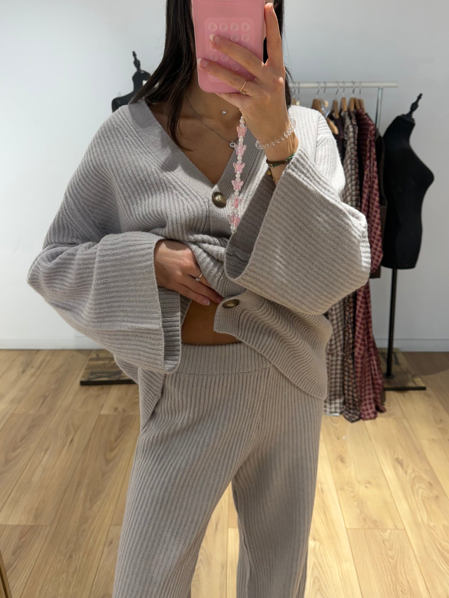 Ensemble Côtelé Laine Mélanger