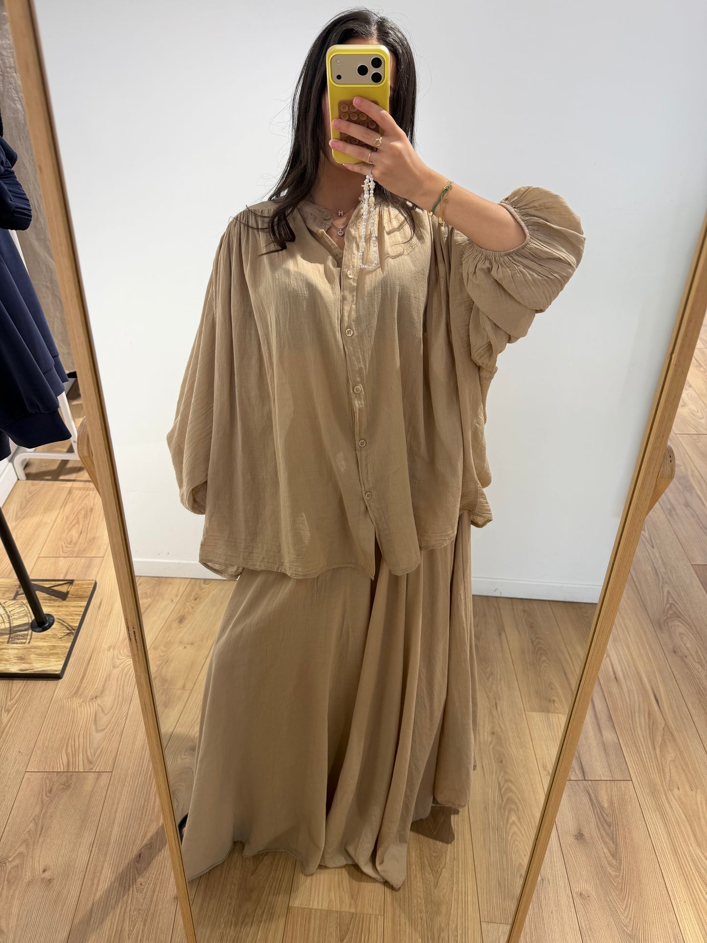 Ensemble jupe chemise 100% voile de coton - 5 Coloris