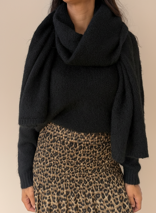 Pull Laine mélangé avec écharpe