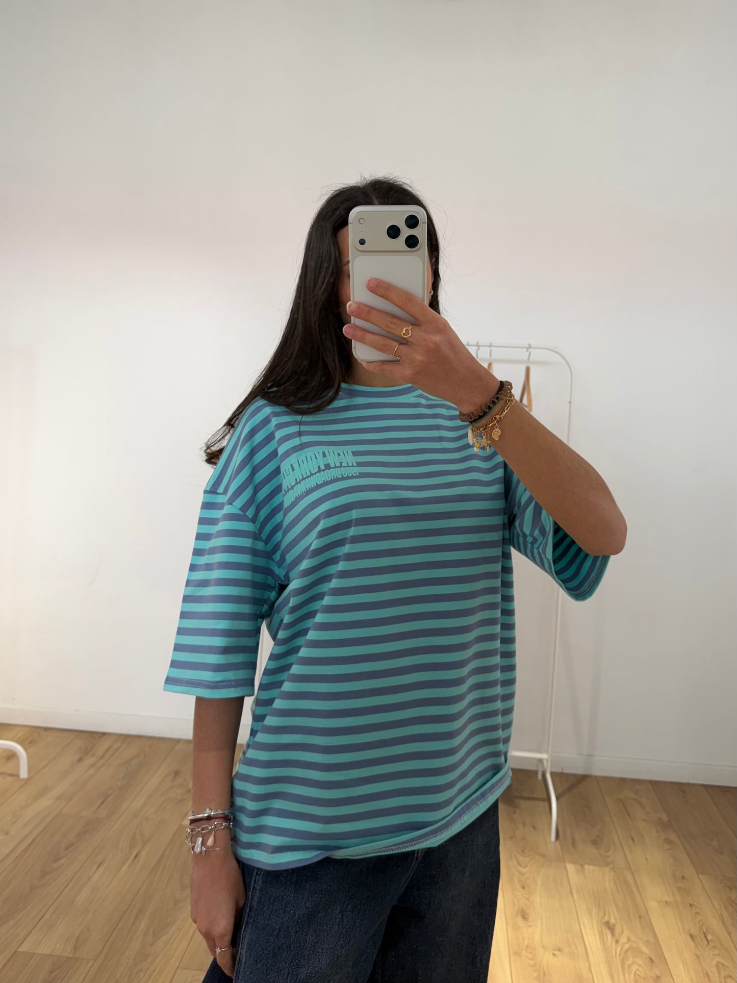 T-shirt Femme Rayé Oversize New York – Col Rond & Manches Courtes Coton