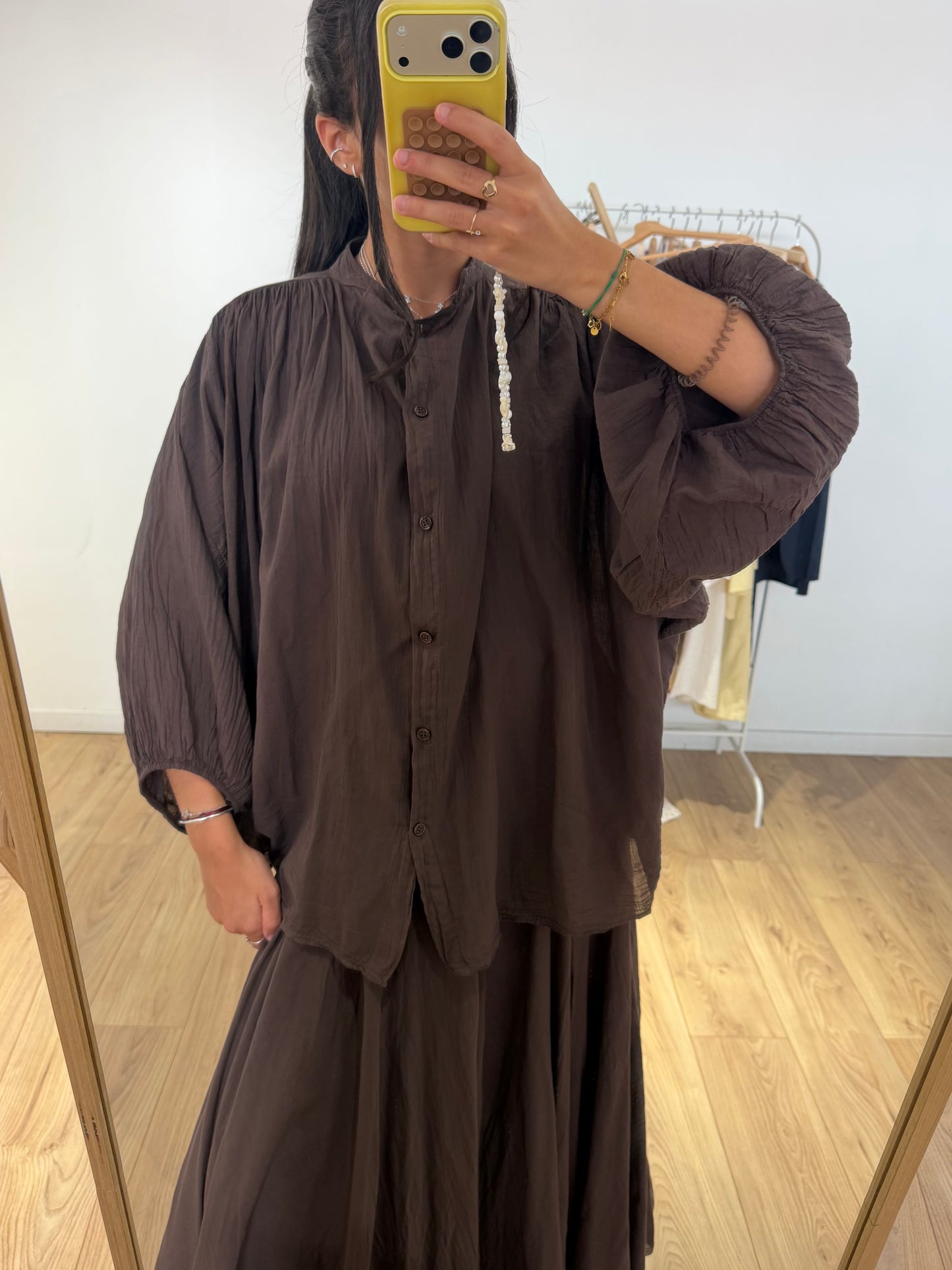 Ensemble jupe chemise 100% voile de coton - 5 Coloris