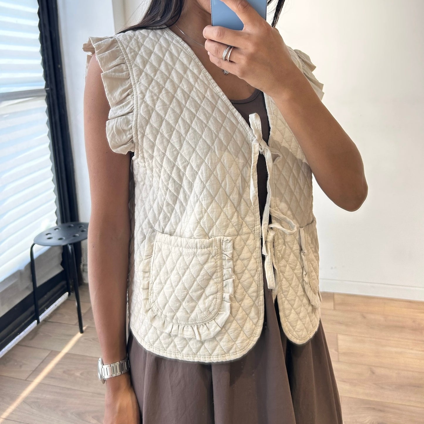 Gilet matelassé à volants - 5 coloris