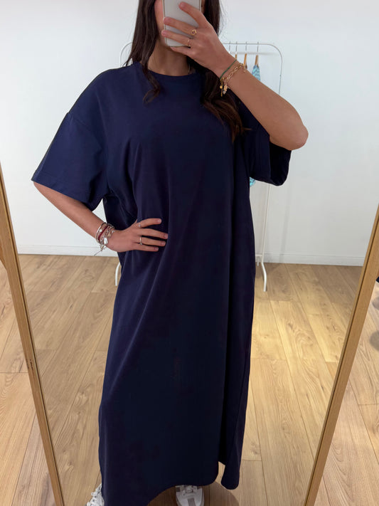Robe T-shirt Longue 100% Coton – Coupe Droite & Col Rond